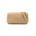Caviar Quilted CC Filigree Wallet On Chain WOC in Beige