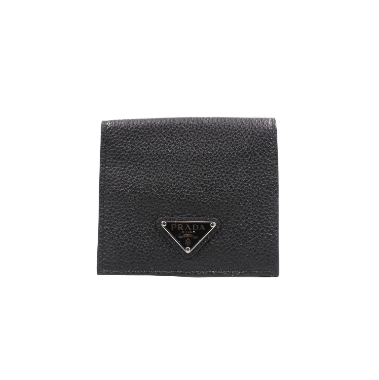 Prada Soft Leather Triangle Logo Cardholder Black