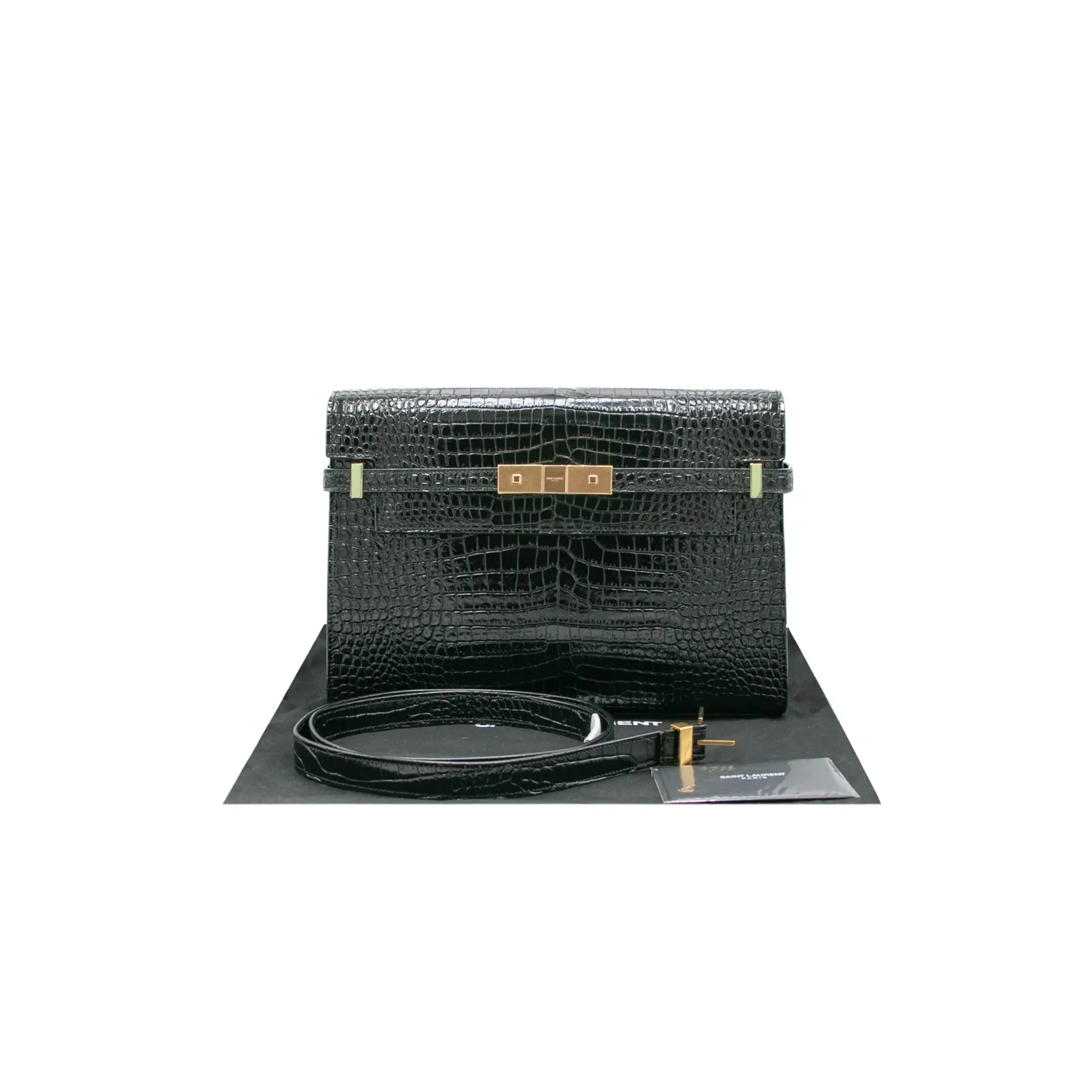 [Yves-Saint-Laur-25566] Saint Laurent Manhattan Embossed Shoulder Bag Black