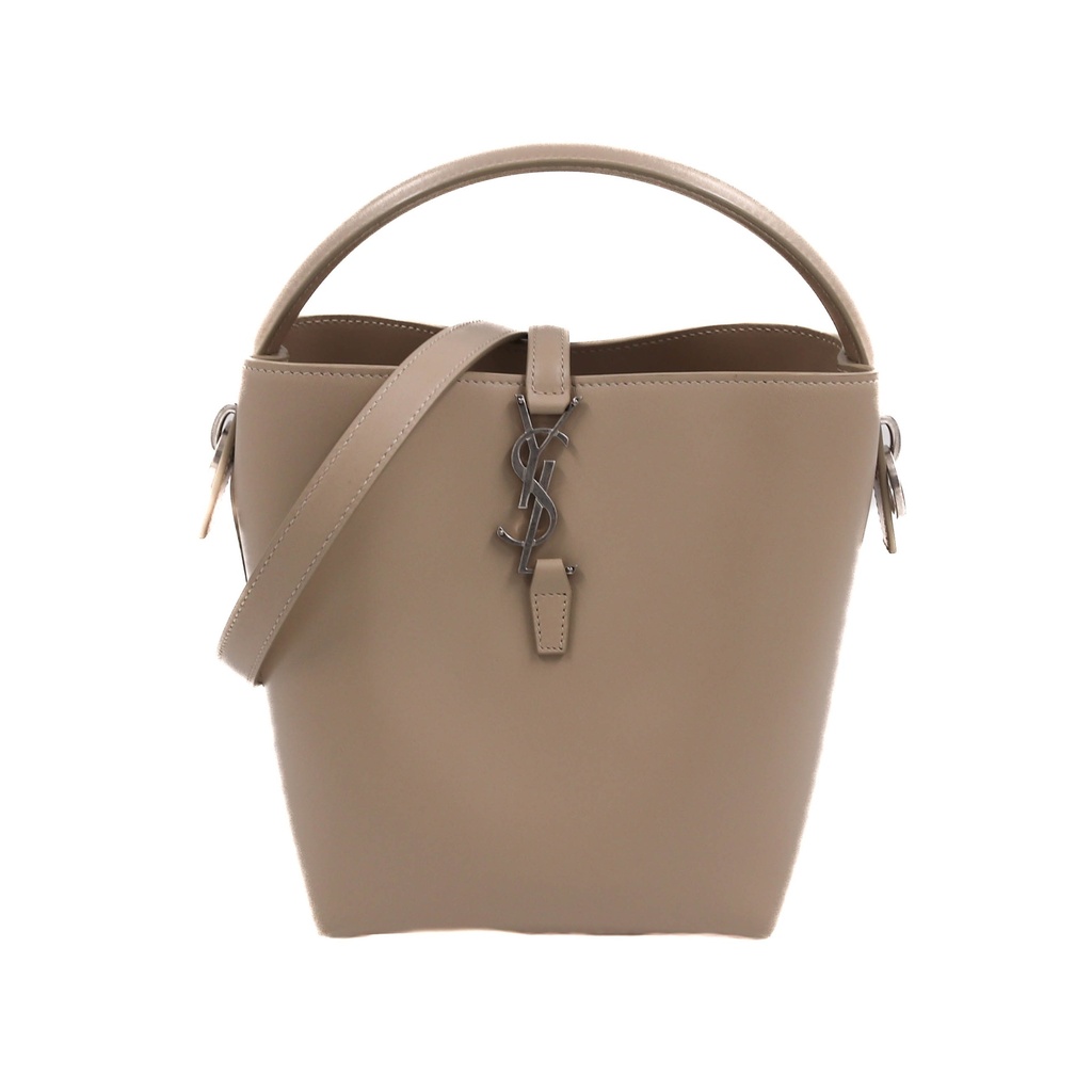 Yves Saint Laurent Le 37 Small Seasalt Beige/Silvrer Leather Bucket Bag