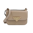 Prada Saffiano Leather Flap Shoulder Bag in Beige