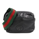 Gucci Double G Leather Messenger Bag Black 725696