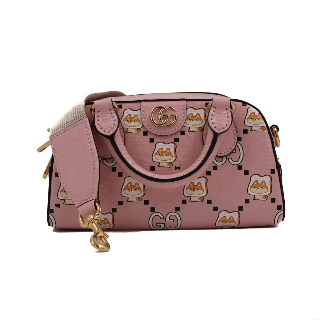 [Gucci-25583] Gucci Ophidia GG Leather Crosbody Bag in Pink