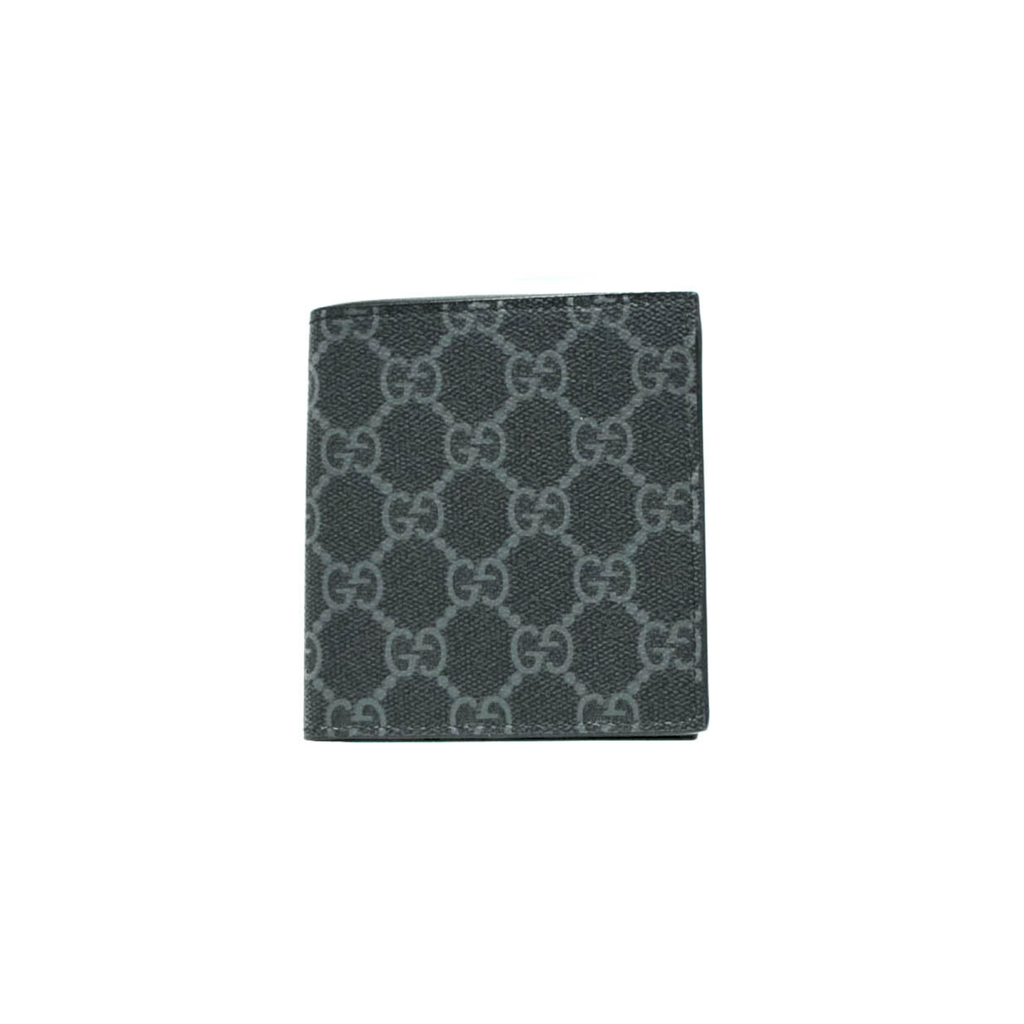 [Gucci-25619] Gucci GG Emblem Bi-Fold Wallet In Black Fabric 821206