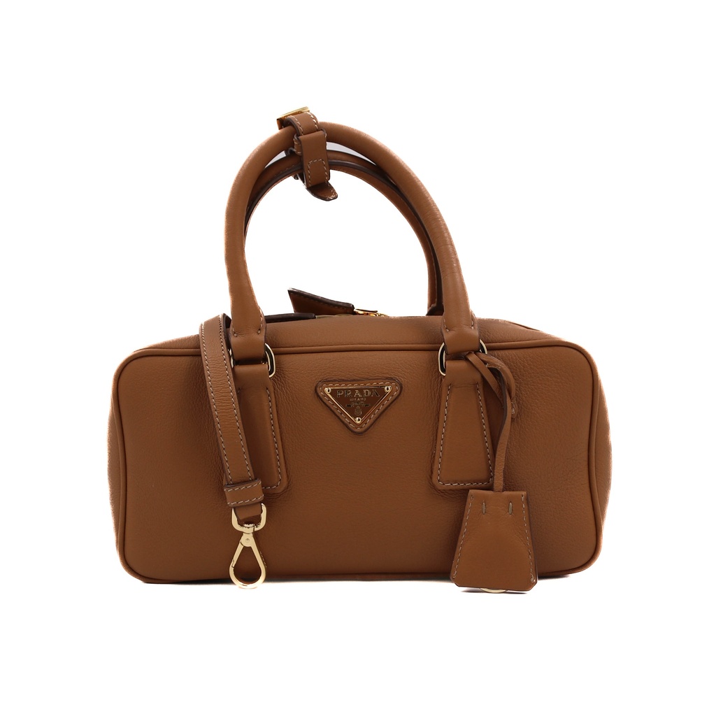 Prada Saffiano Lux Small Bowle Bag in Beige