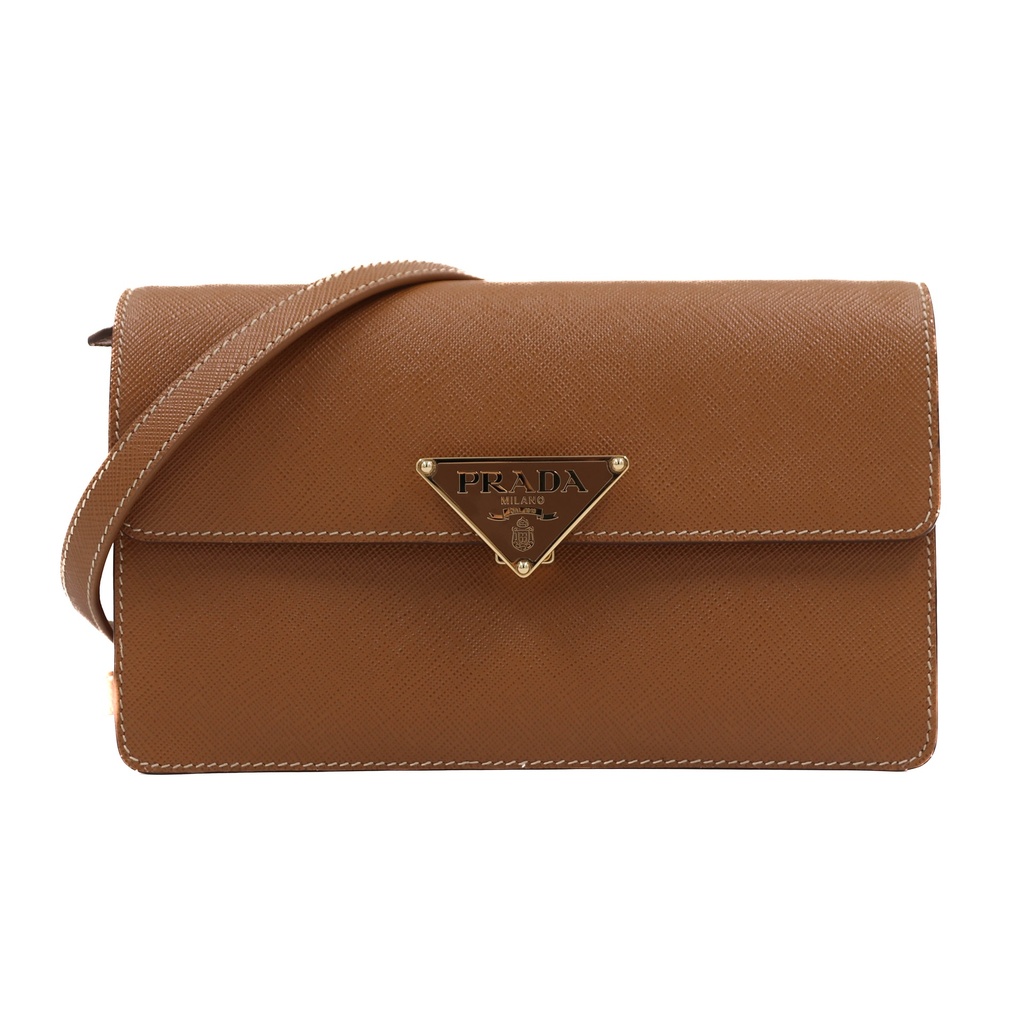 Prada Saffiano Leather Mini Crossbody Bag in Beige