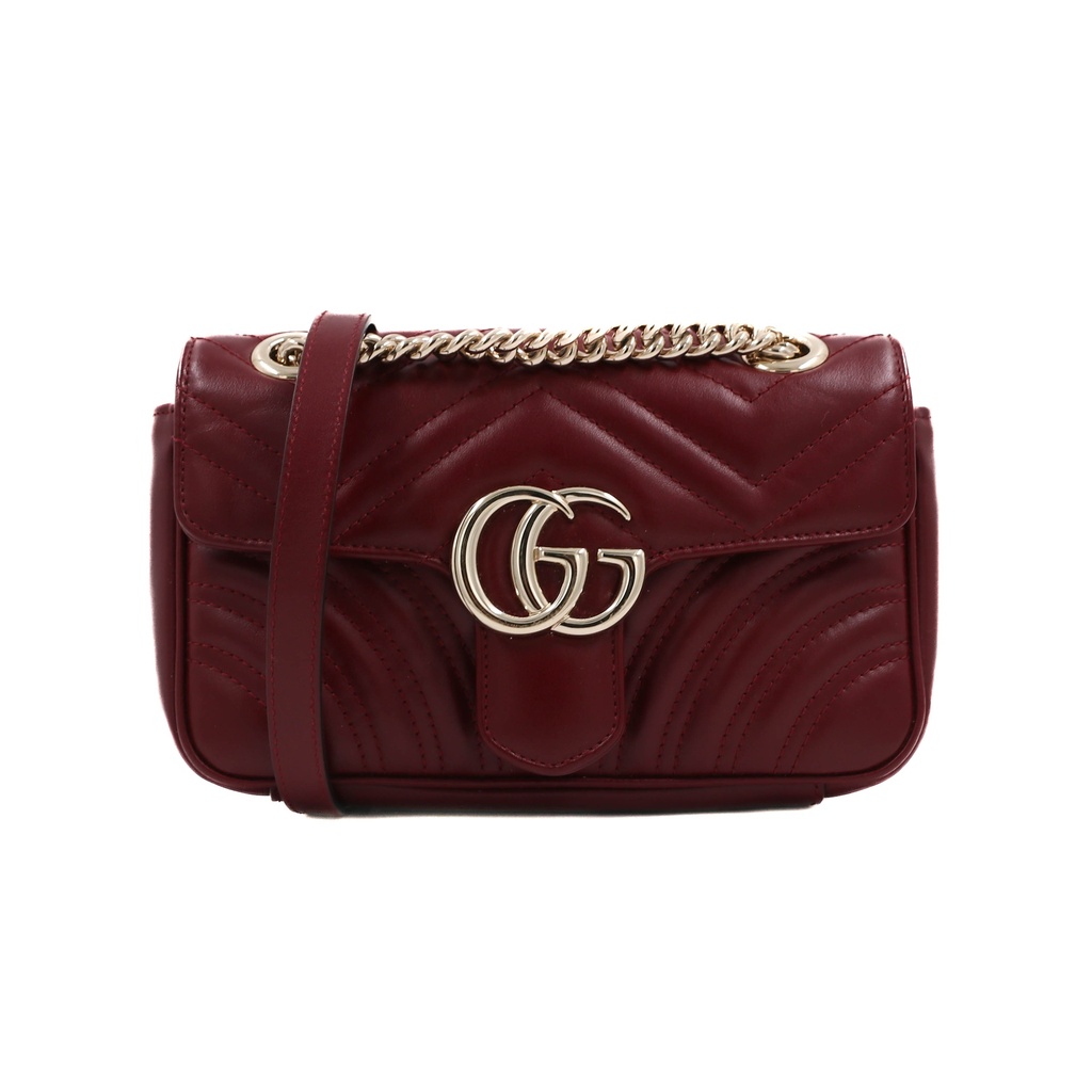 [Gucci-25761] Gucci GG Marmon Leather In Burgundy 446744