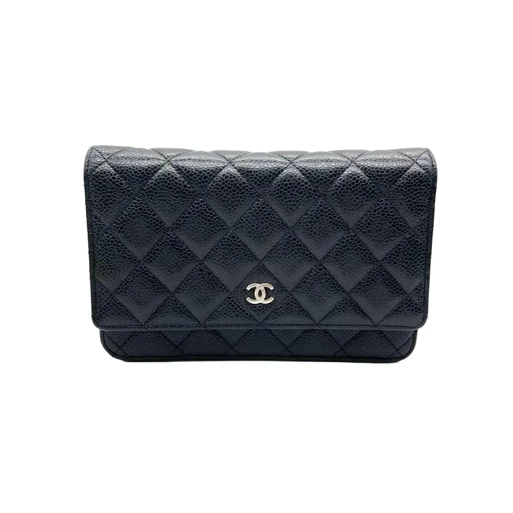 [CHANEL-25870] Chanel Caviar Quilted Wallet On Chain WOC Black 