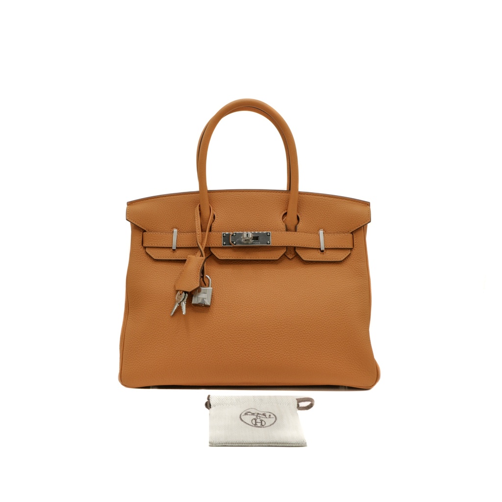 Hermes Birkin 30 Orange Togo Leather Silver Hardware Lock&Key 2024