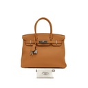 Hermes Birkin 30 Orange Togo Leather Silver Hardware Lock&Key 2024