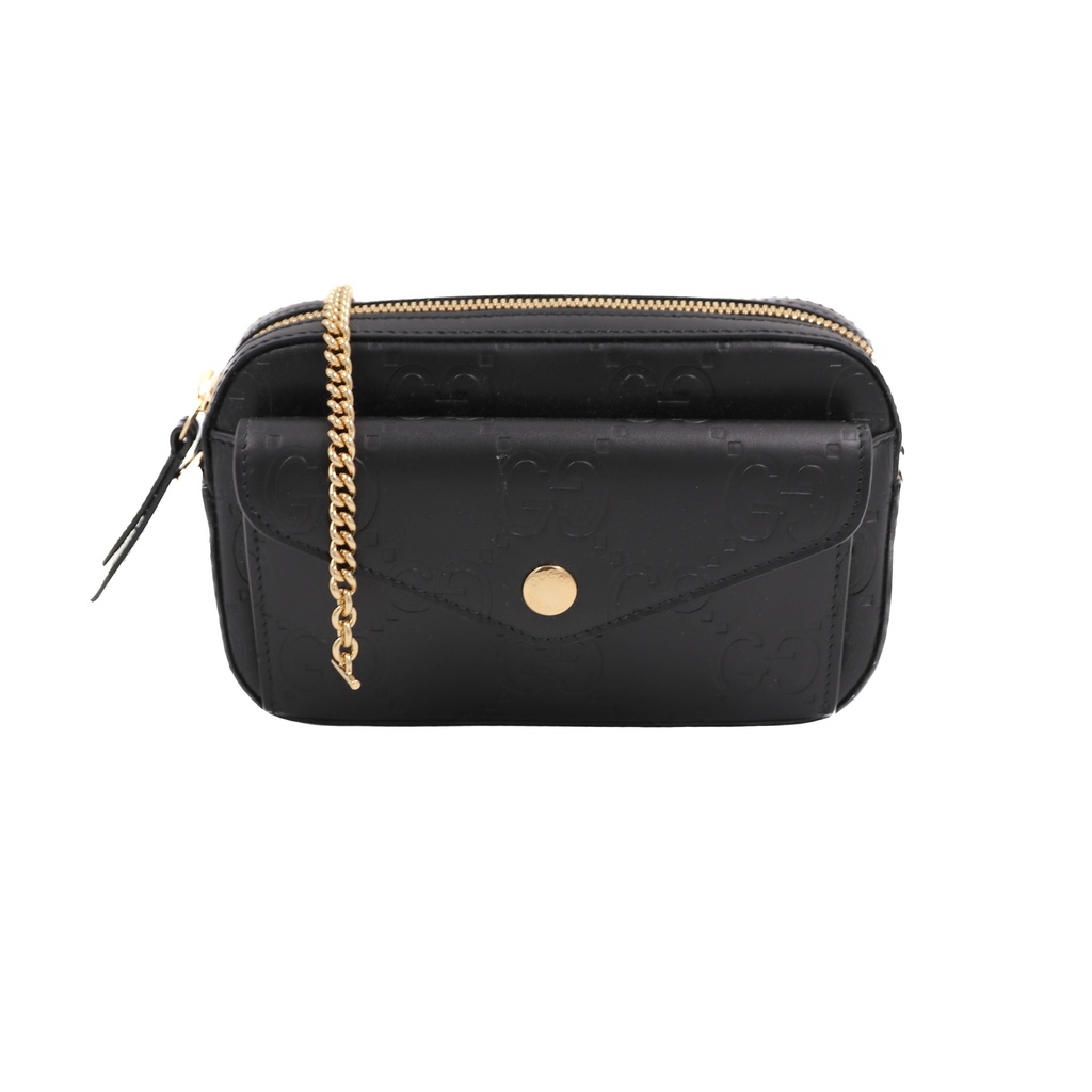 [Gucci-25886] Gucci GG Super Mini Shoulder Bag in Black 781554