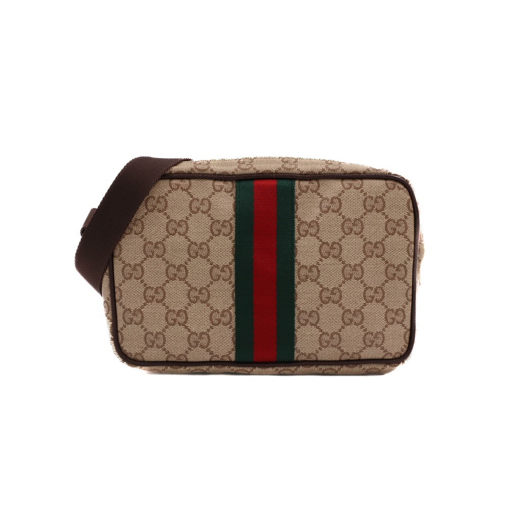 [Gucci-25888] Gucci GG mini bag with Web in sand and brown GG canvas 876391