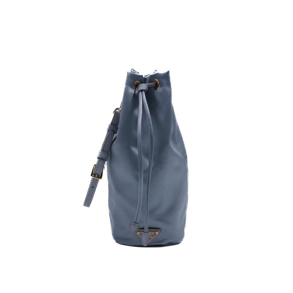 [Prada-25898] Prada Satin Wish Pouch in Baby Blue Nylon
