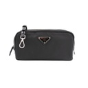 Prada Re-Nylon in Black Saffiano leather pouch