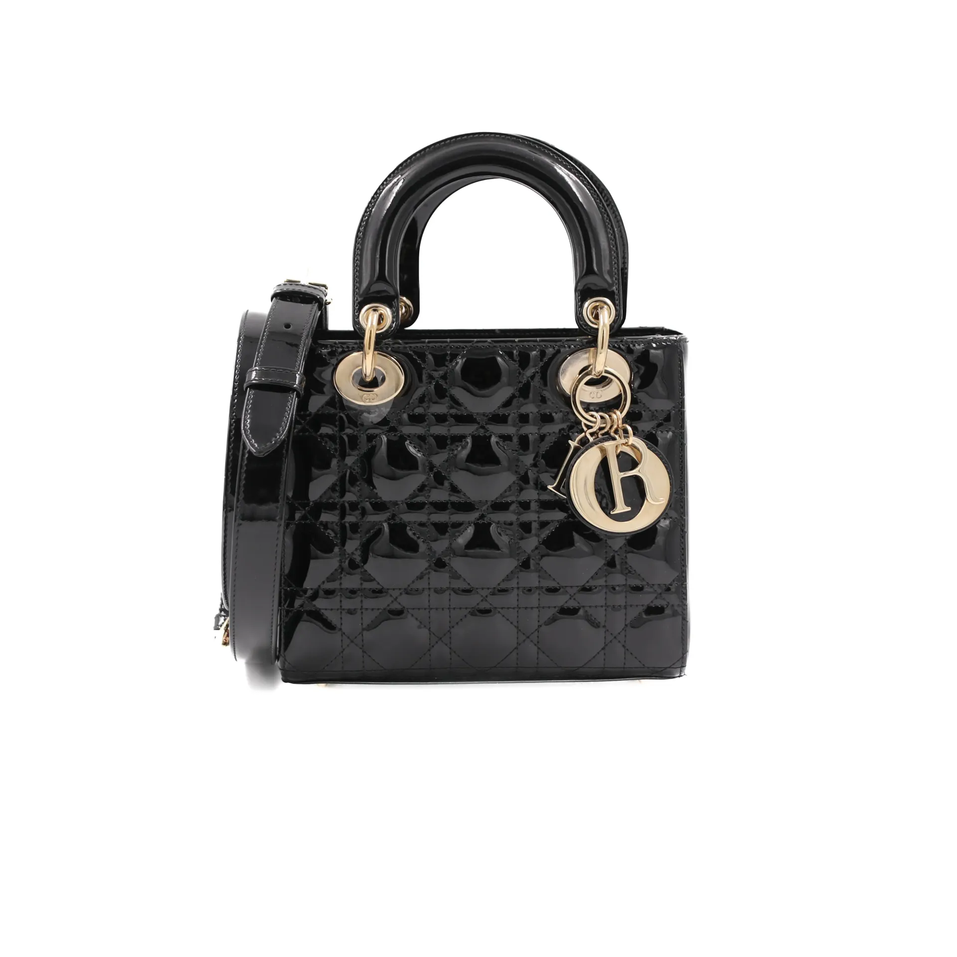 Christian Dior Mini Lady Dior in Black Patent Leather 