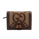 Gucci Diana Jumbo GG Bamboo Wallet Beige Brown Compact Bifold Canvas Box 658244