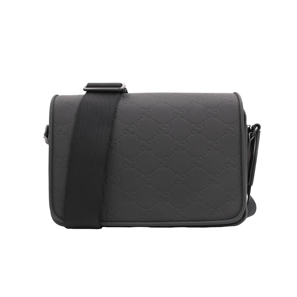 Gucci Rubber-Effect Medium Messenger Bag in Black 775097