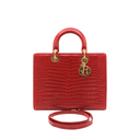 Christian Dior Lady Dior Large in Red Crocodile Leather