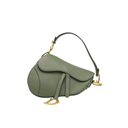 Christian Dior Grained Calfskin Saddle Bag Green