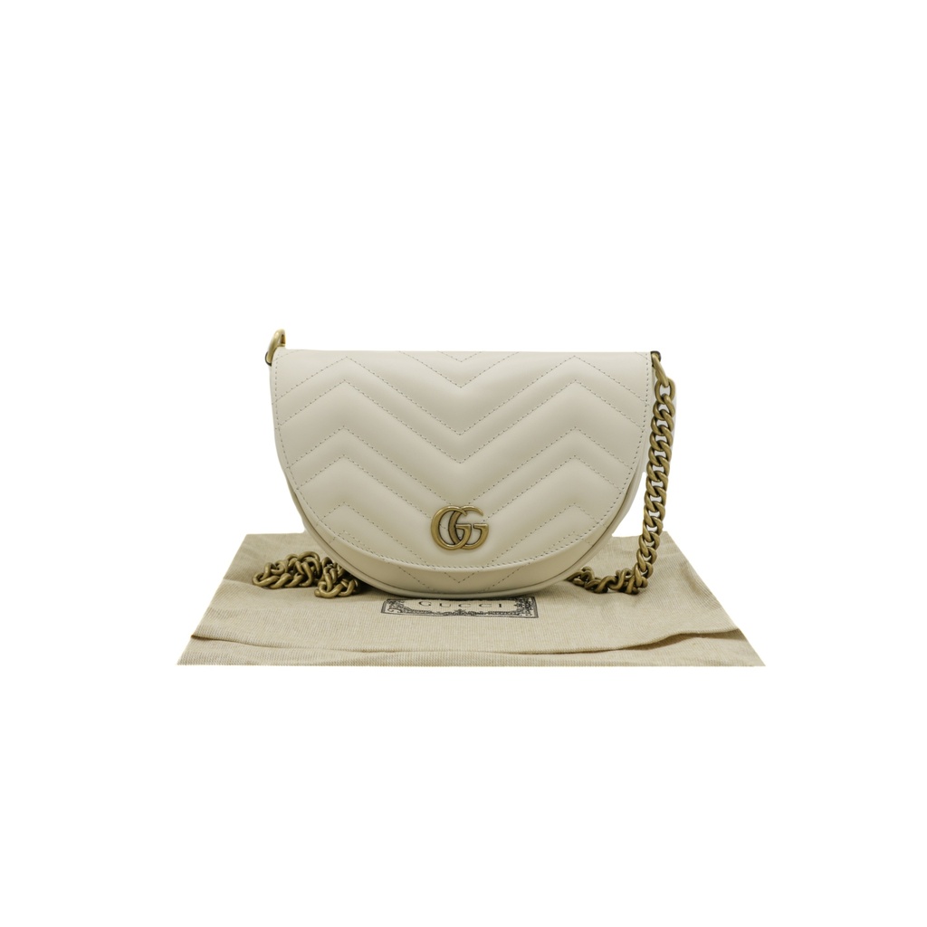 [Gucci-26190] Gucci Mini GG Marmont Crossbody Bag Beige 746431
