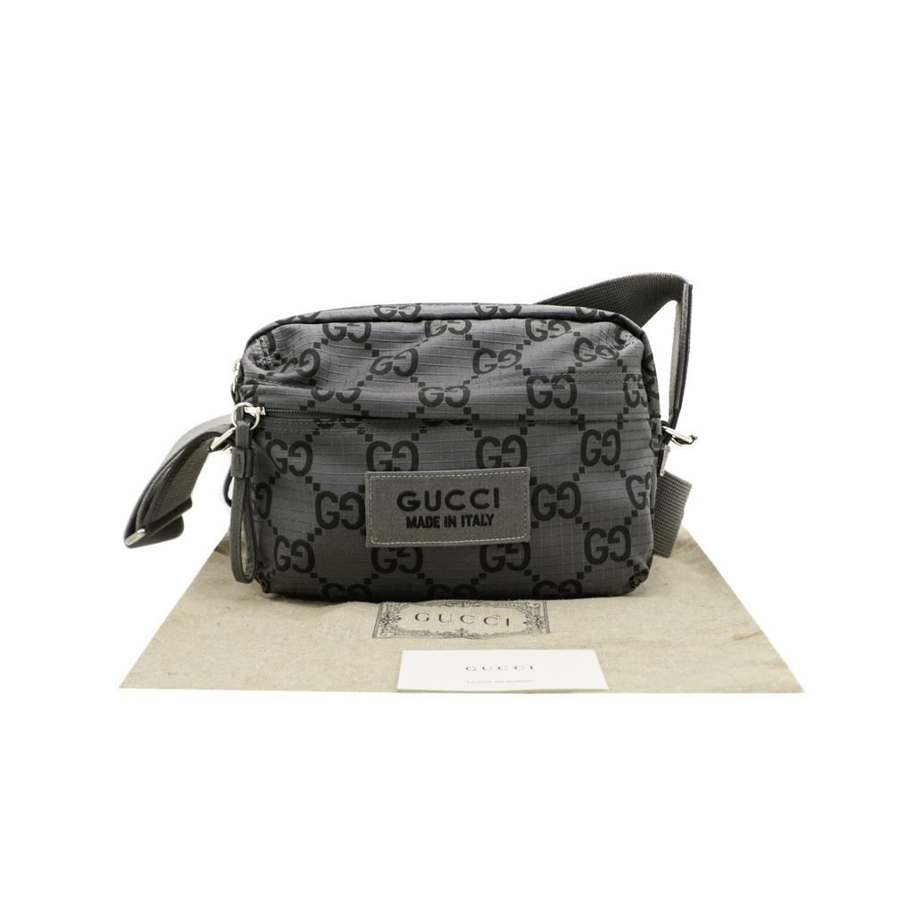 [Gucci-26196] Gucci GG Ripstop Medium Crossbody Bag Grey 767931