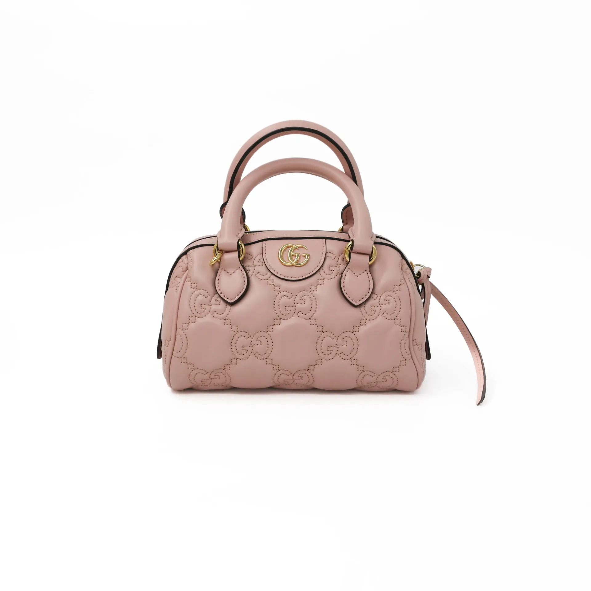 [Gucci-26229] Gucci GG Matelasse Dusty Pink Leather Top Handle Bag