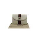 Gucci Rajah Leather Web Pouch In Beige 576538