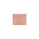 Prada Pink Saffiano Triangle Logo Card Holder