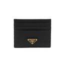 Prada Black Saffiano Triangle Logo Card Holder