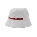 Prada Re-Nylon Bucket Hat White with Logo tab