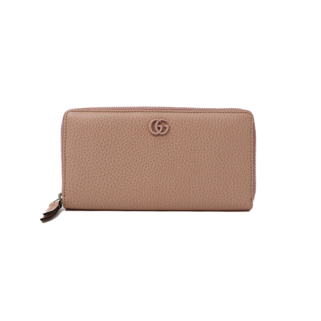 [Gucci-26432] Gucci Bi-color GG Marmont zip around wallet Dusty Pink 456117