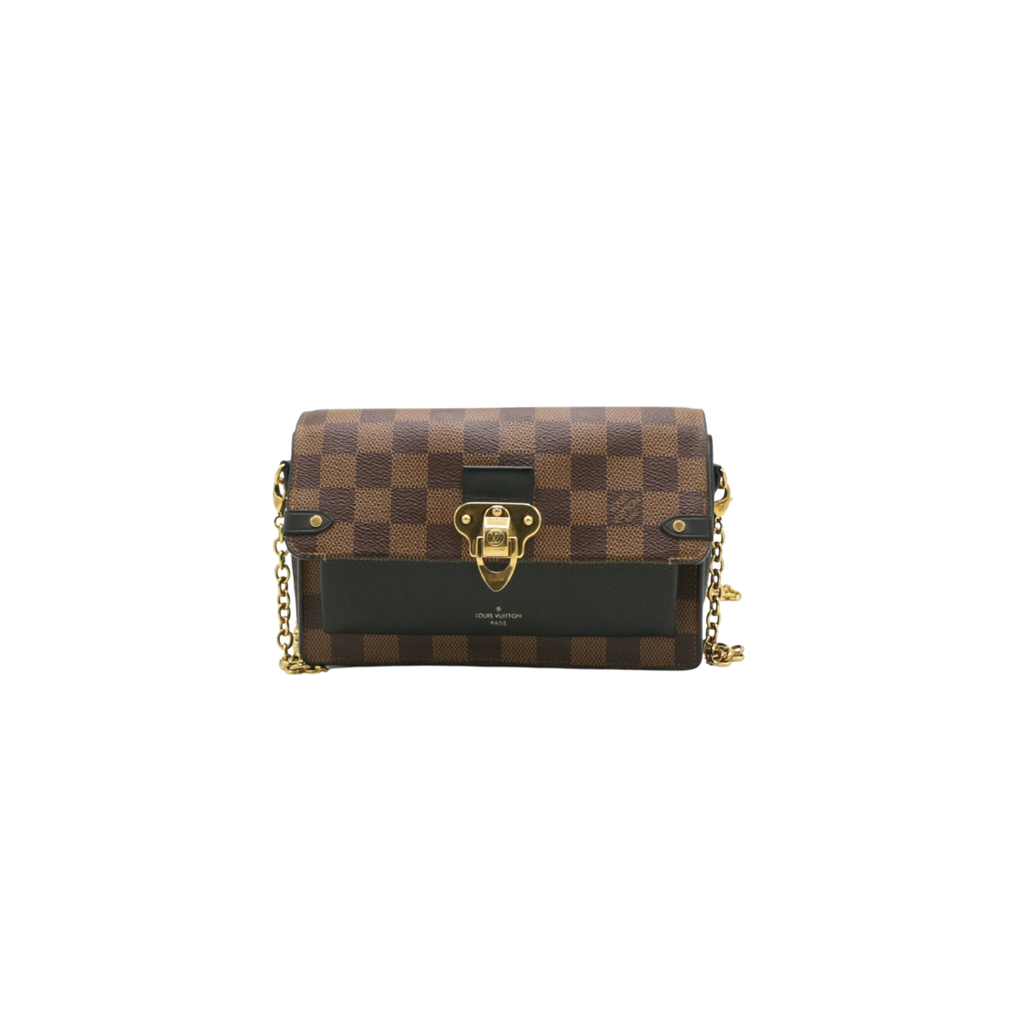 [Louis-Vuitton-26531] Louis Vuitton Vavin Black Damier Ebene Chain Wallet Bag
