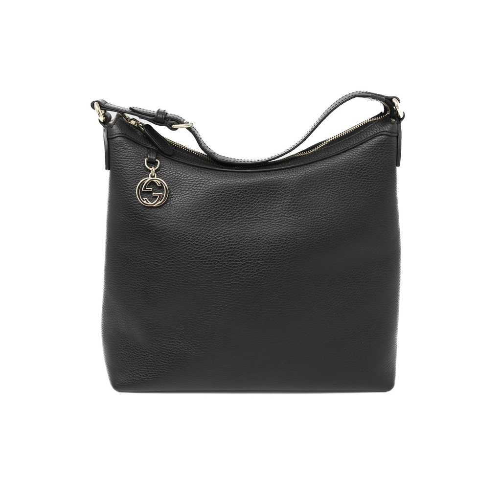 [Gucci-26702] Gucci Black Leather GG Charm Tote Bag