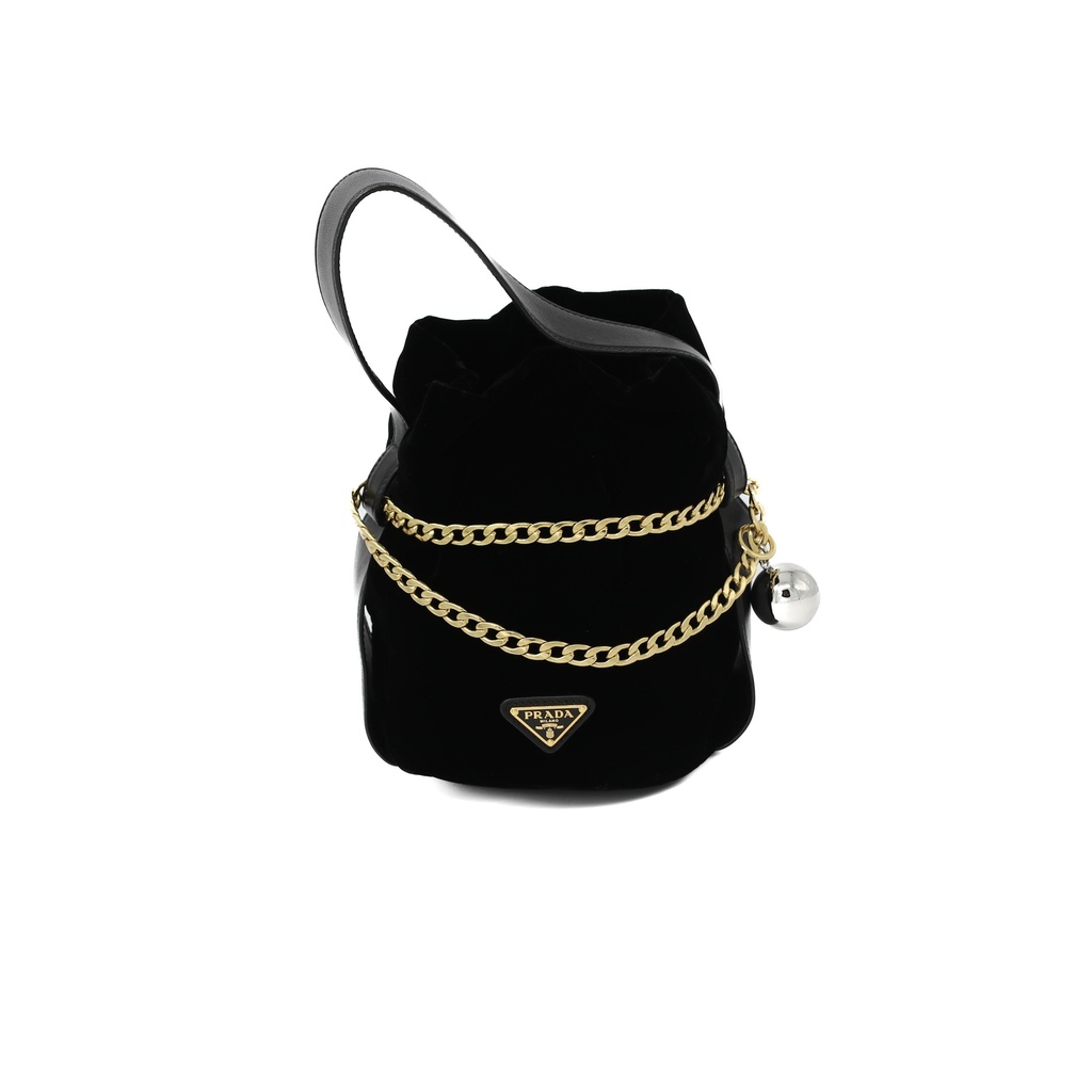 [Prada-26715] Prada Petit Sac Noir Mini Velvet Black