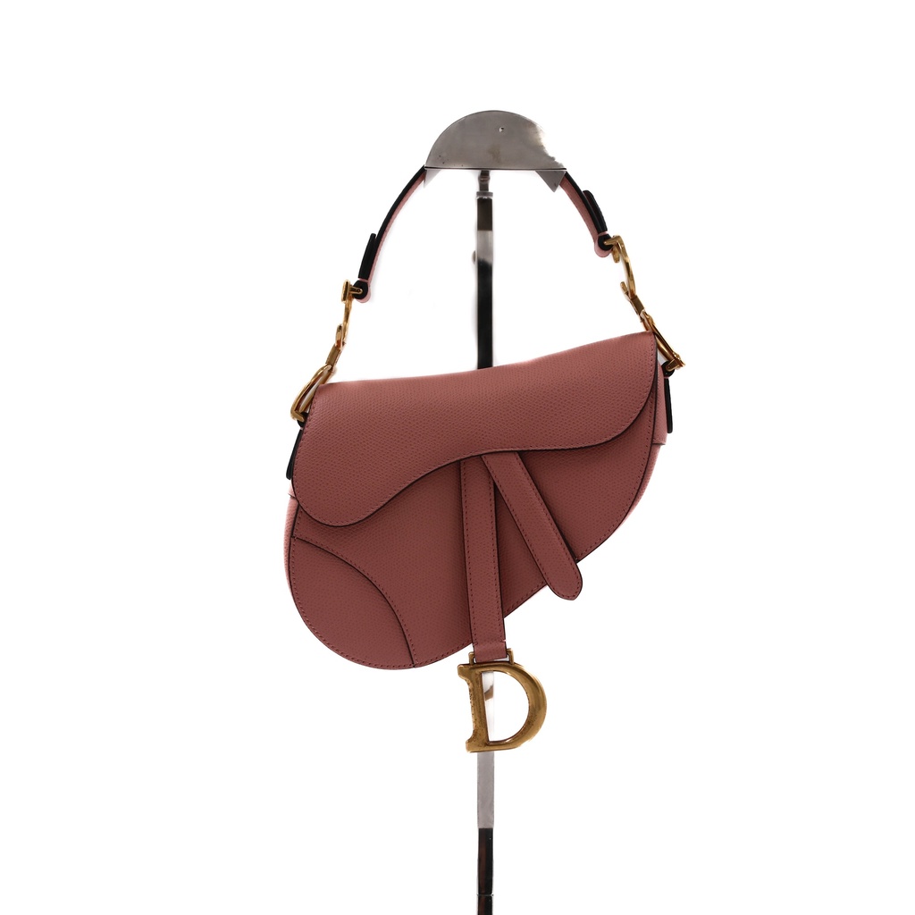 [Christian-Dior-26720] Christian Dior Mini Pink Leather Saddle Bag
