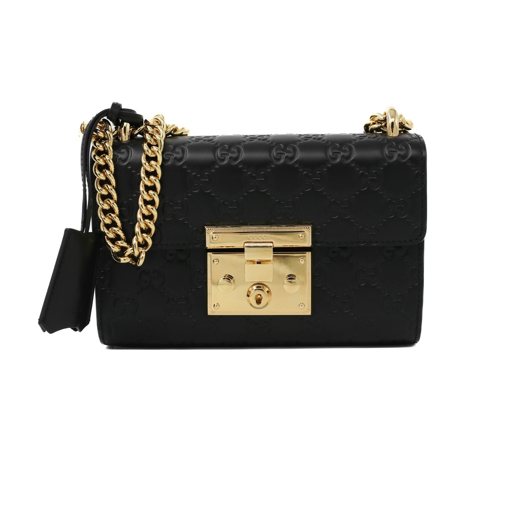 Gucci Guccissima Padlock Small Shoulder Bag Black