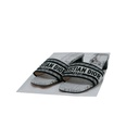 Christian Dior Dway Heeled Slide Black And White Eiffel Tower Embroidered Cotton Size 37