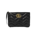 Gucci GG Marmont Black Chevron Leather Clutch