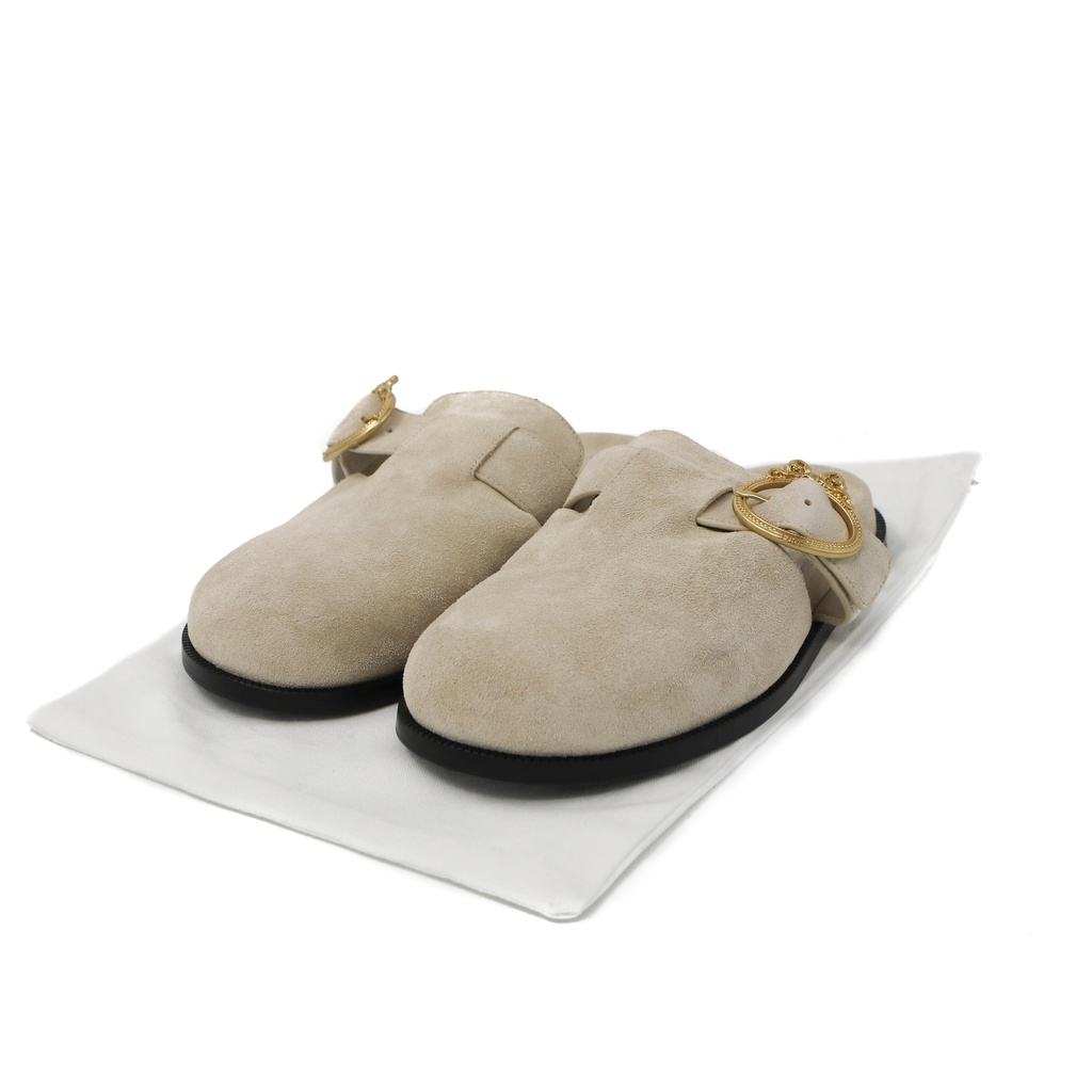 [Christian-Dior-26754] Christian Dior Médaillon Buckle Mule Trench Suede Calfskin Size 37 1/2