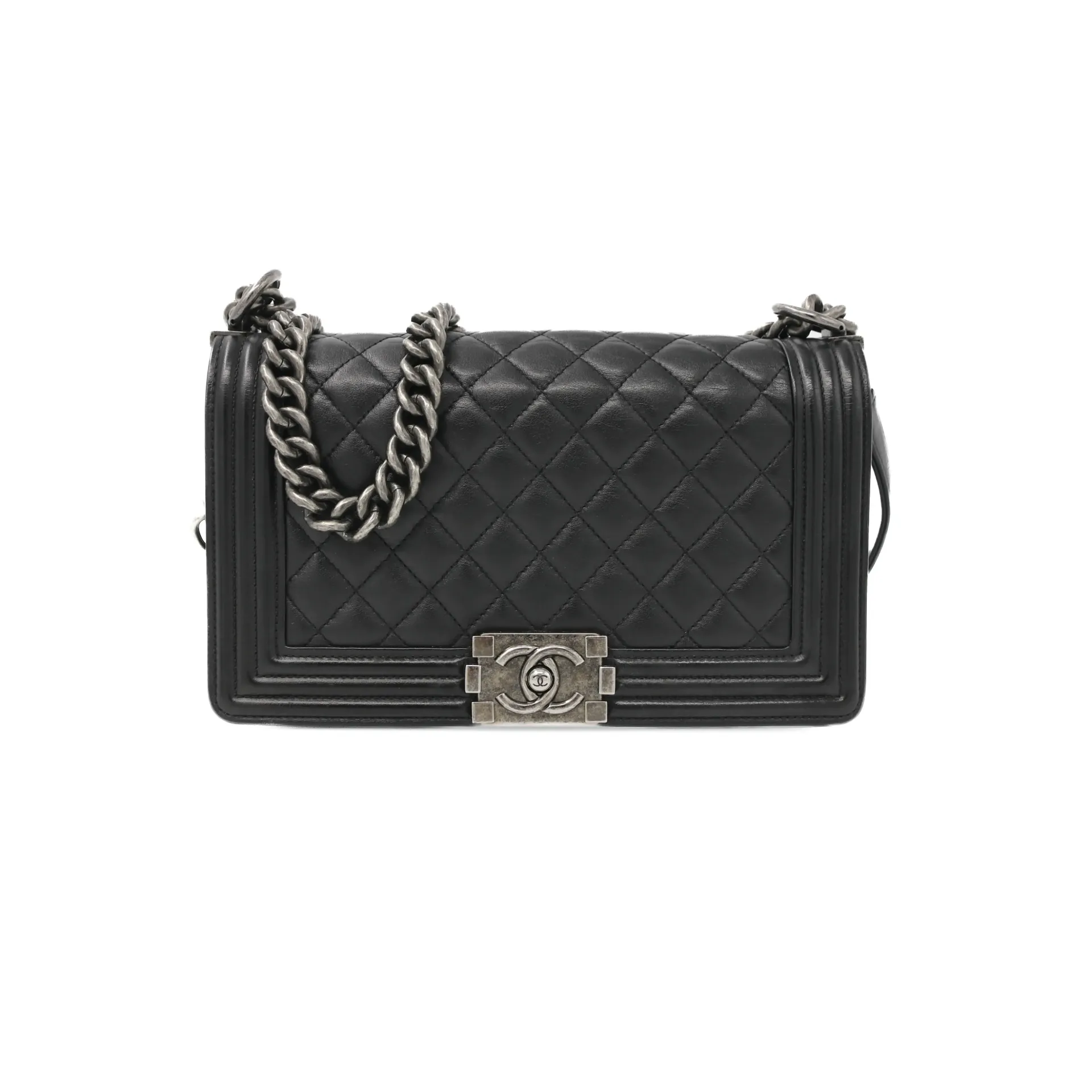 Chanel Quilted Lambskin Leather Boy Black Bag