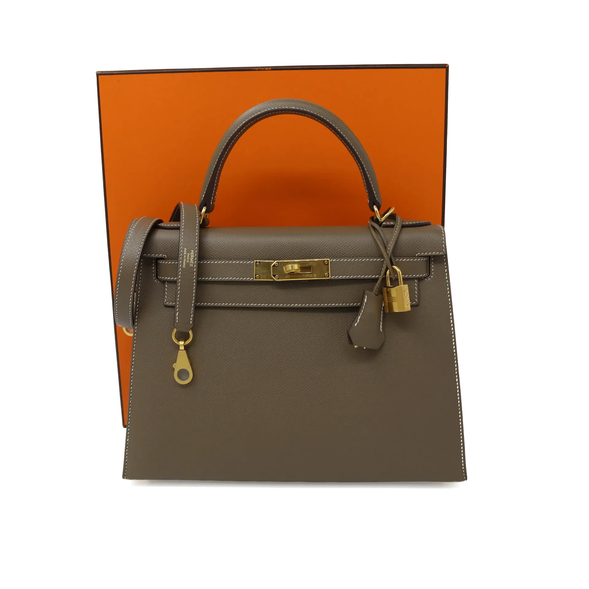 Hermes Kelly 28  Elephant Epsom Gold Hardware 2019