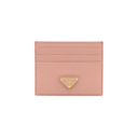 Prada Pink Saffiano Triangle Logo Card Holder