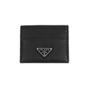 Prada Soft Leather Triangle Logo Cardholder Black