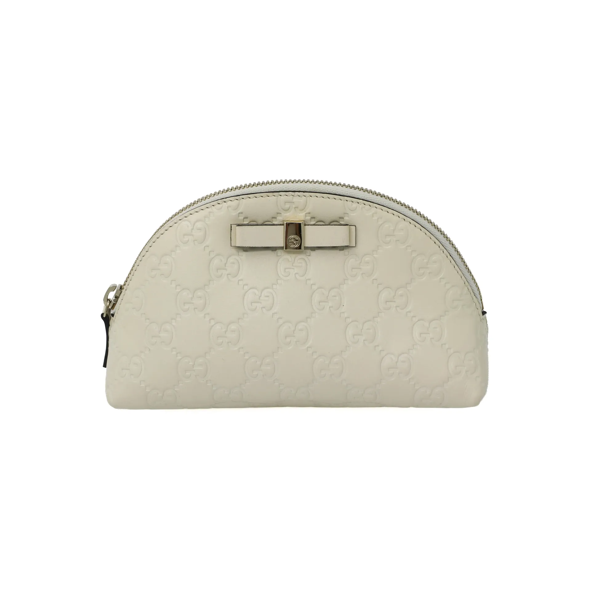[Gucci-27070] Gucci Guccissima Cosmetic White Pouch 431409