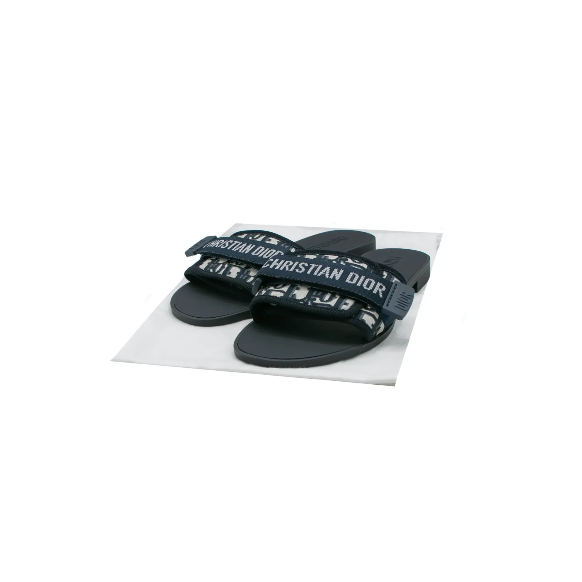 Christian Dior Rubber Macrocannage Dio(r)evolution Slides Blue Size 36