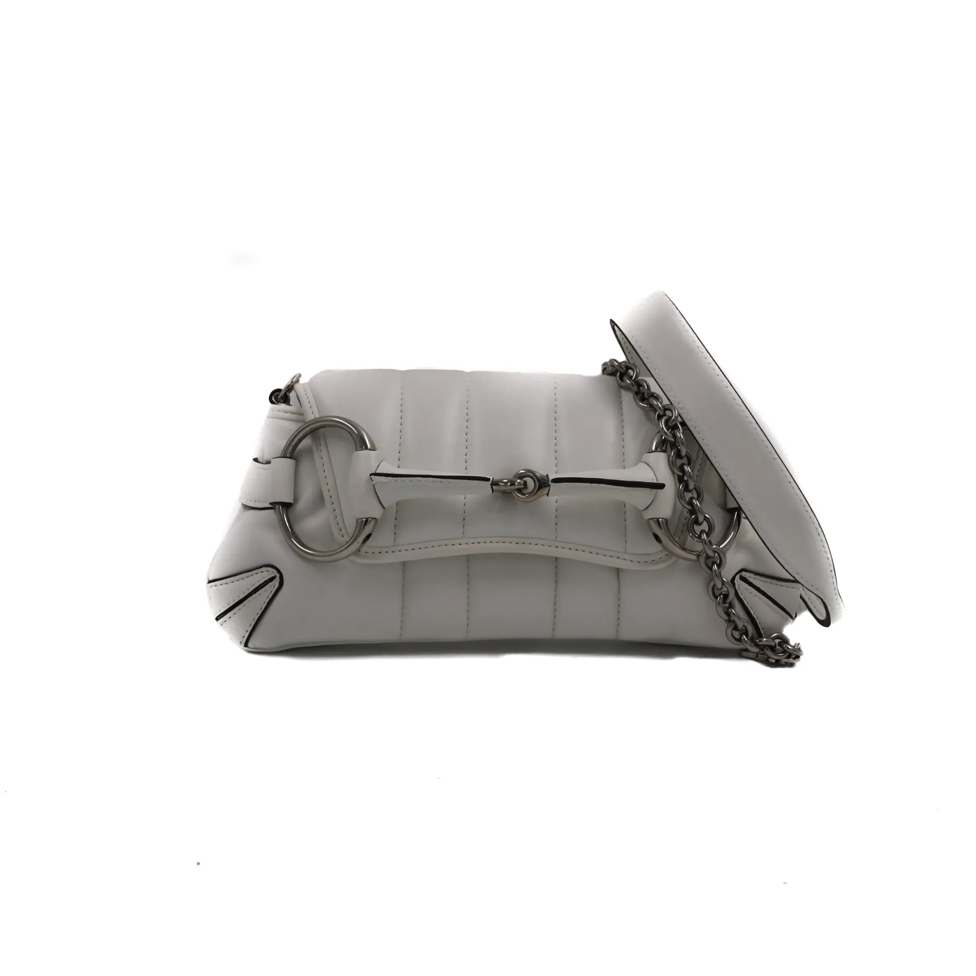 Gucci Horsebit 1955 Small White Quilted Shoulder Bag