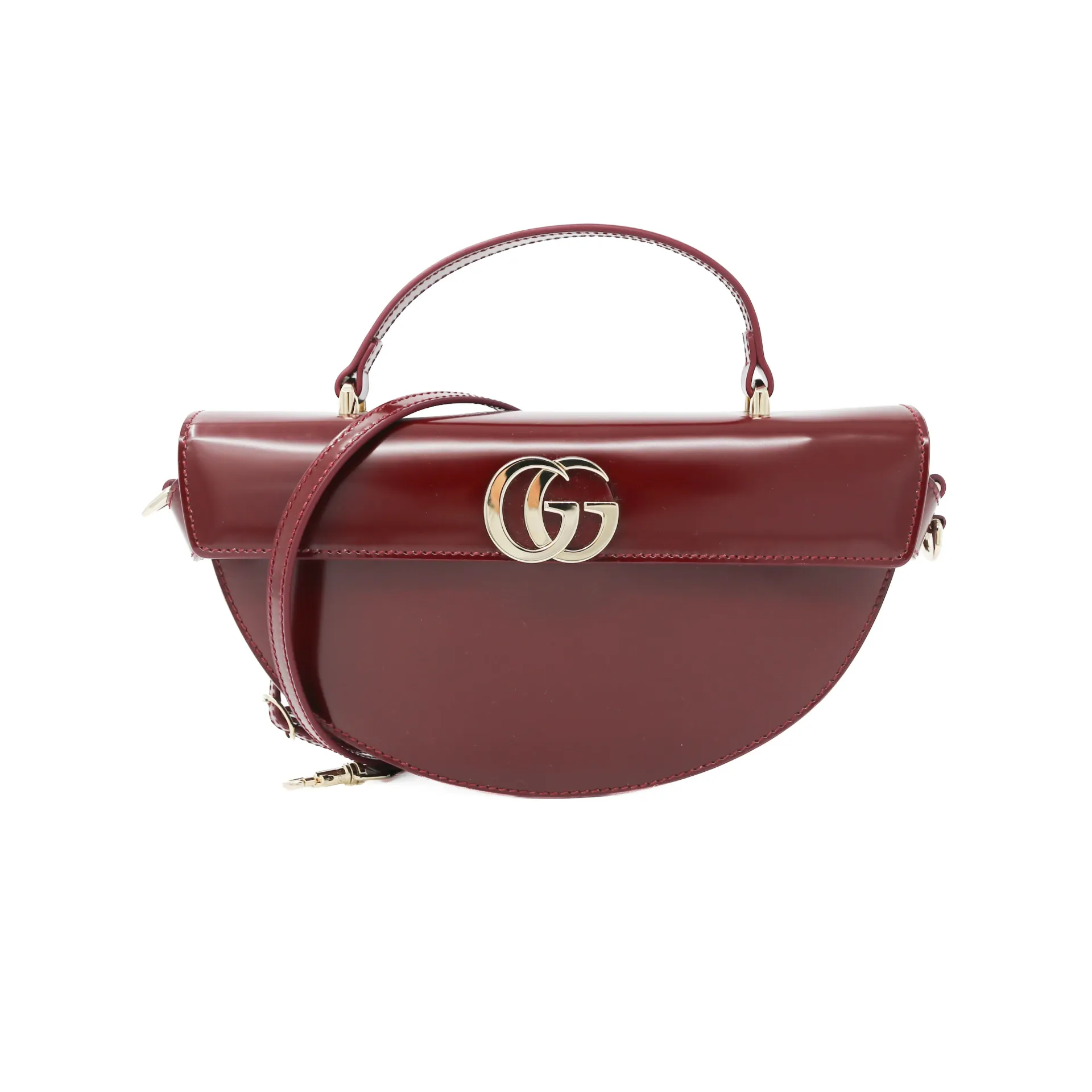 Gucci Half Moon Handbag in Red Shiny leather 805815