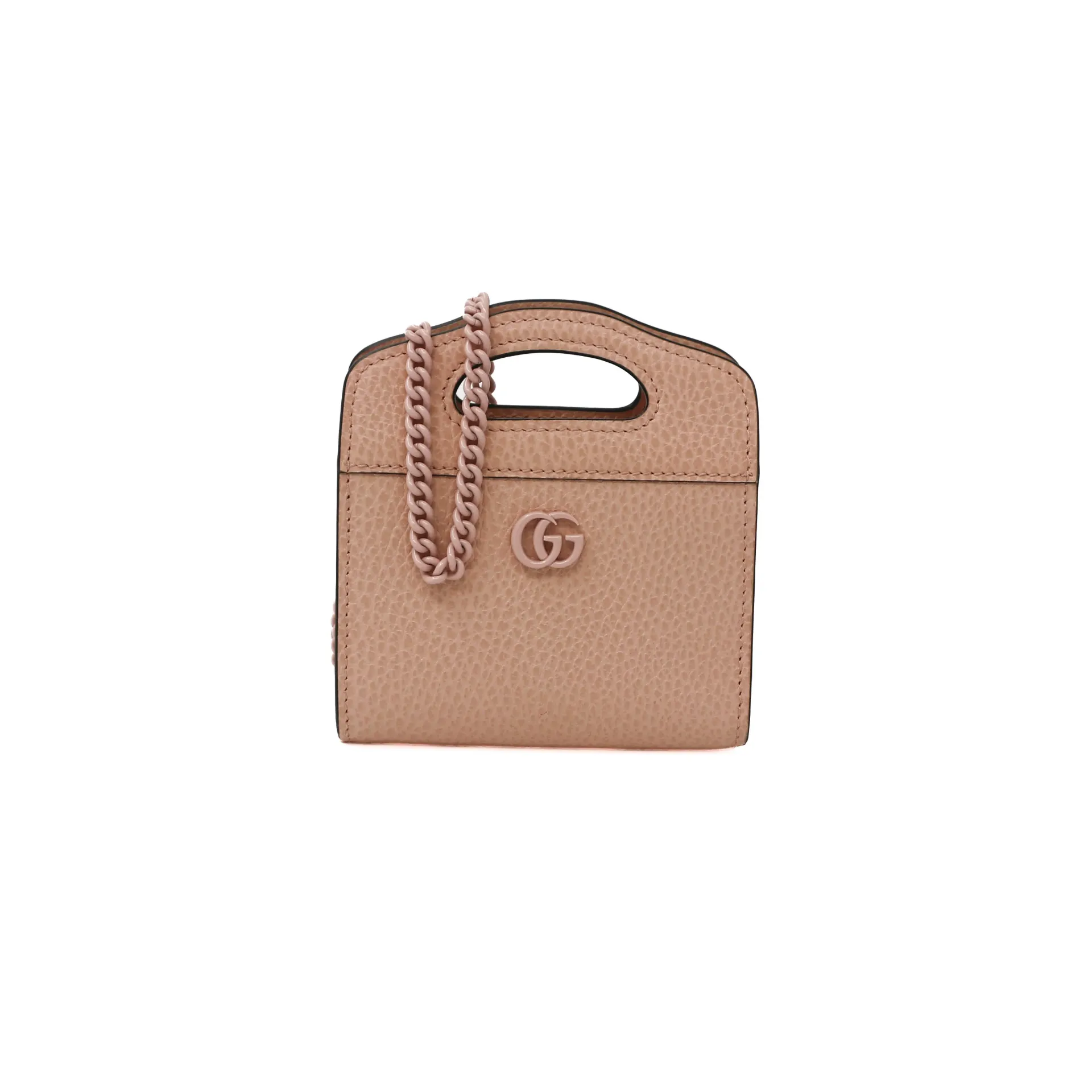 [Gucci-27348] Gucci GG Marmont Card Holder Top Handle with Chain Strap Dusty Pink