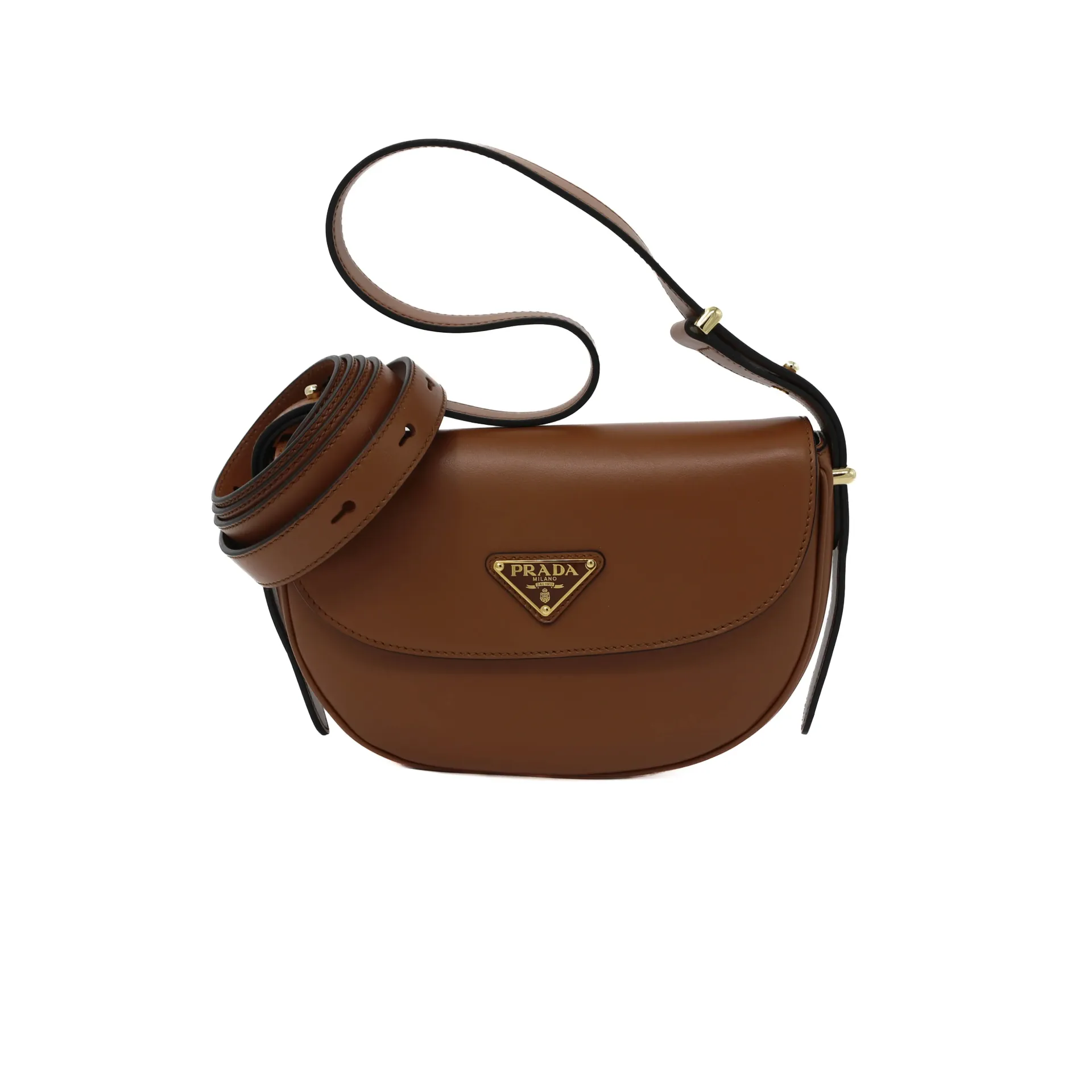 Prada Arqué small leather shoulder bag Brown