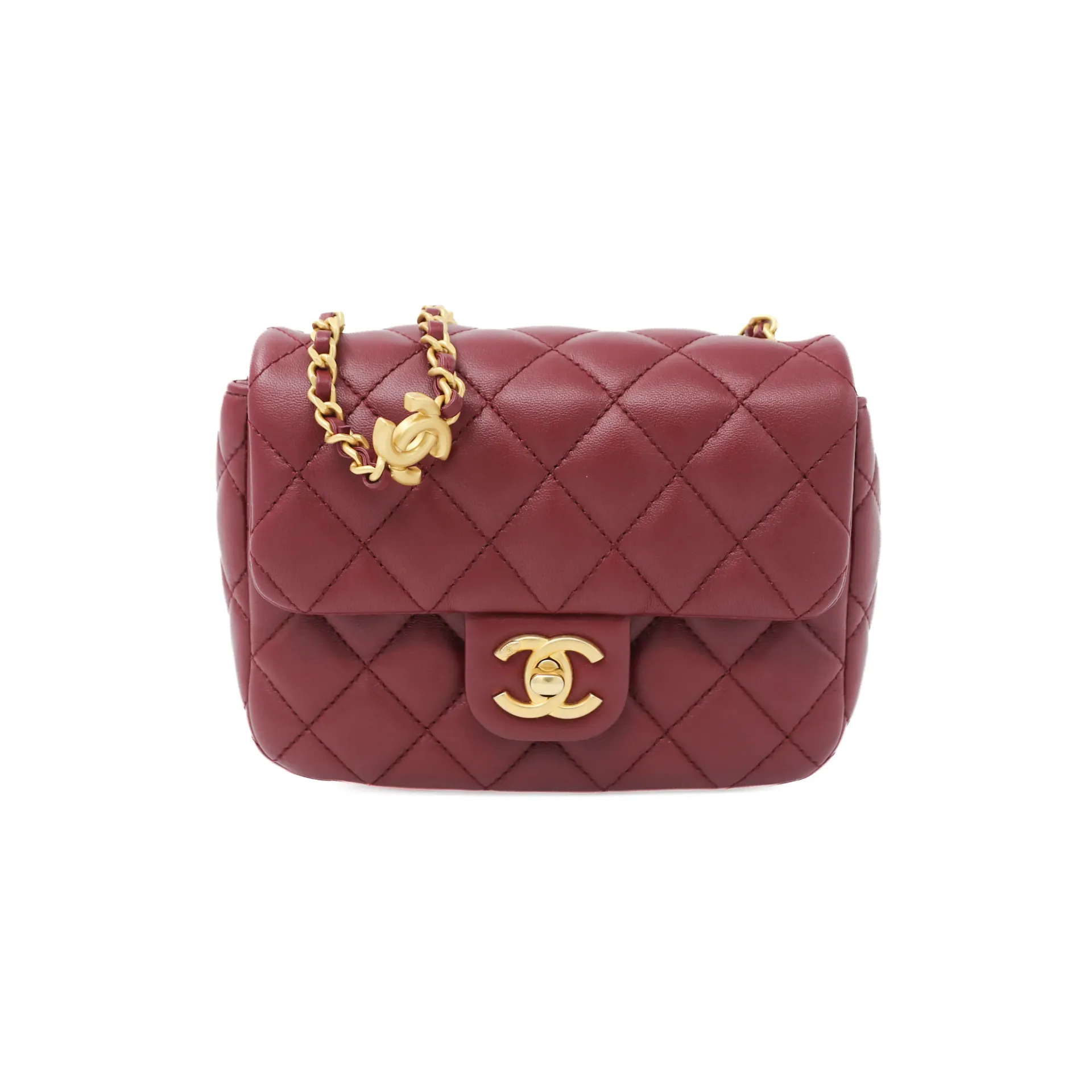 Chanel Mini Coco Hearts Square Flap Bag Burgundy